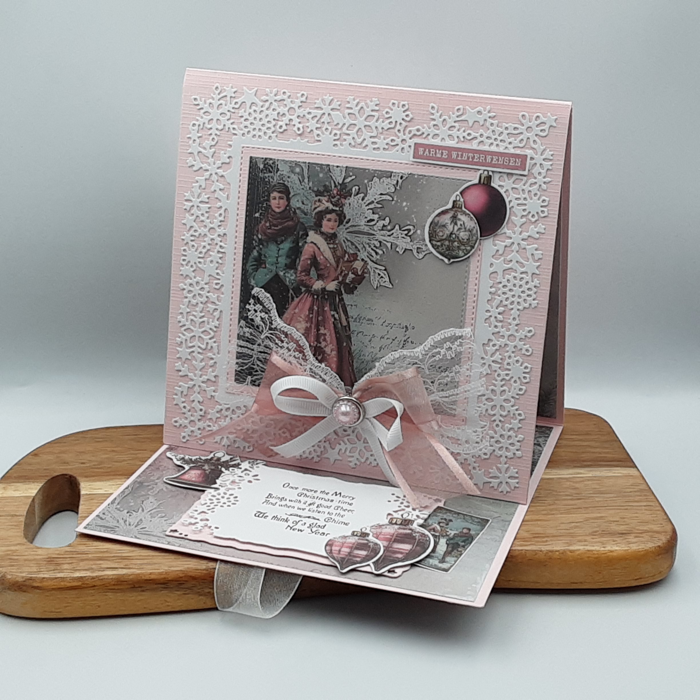 drieluik easel kaart christmas blush