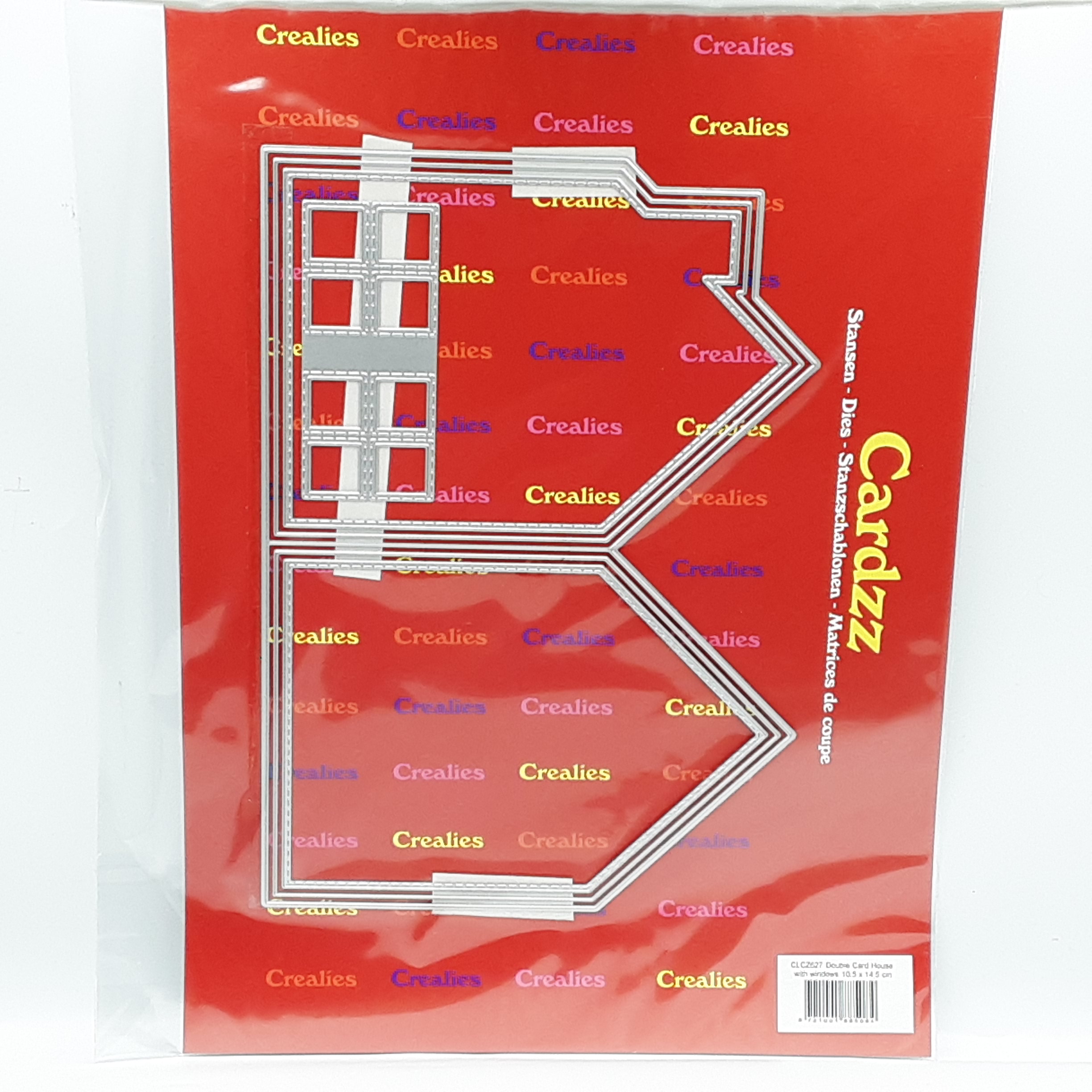 Stansmal dubbele kaart huis met raampjes