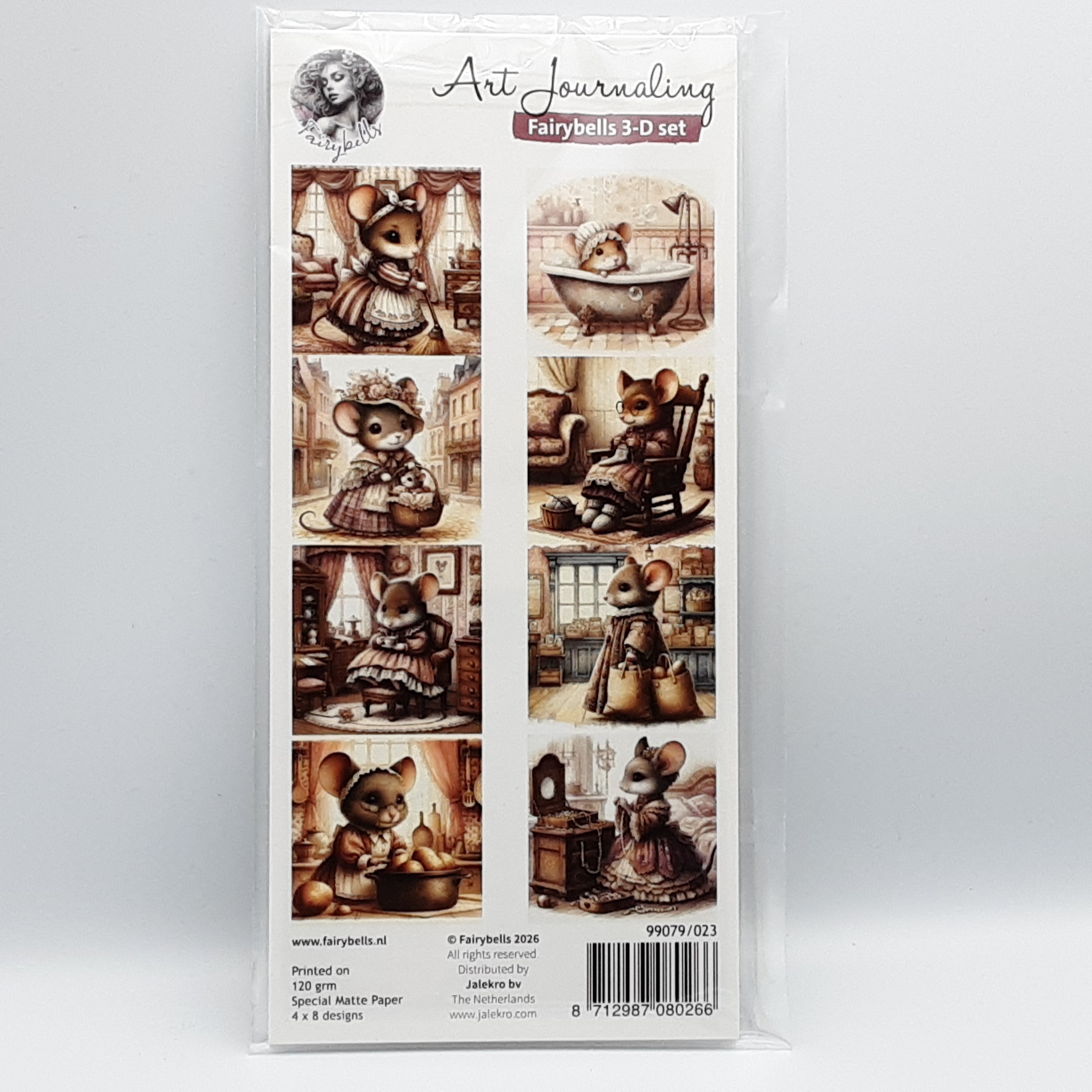 3D setje vintage muizen meisjes