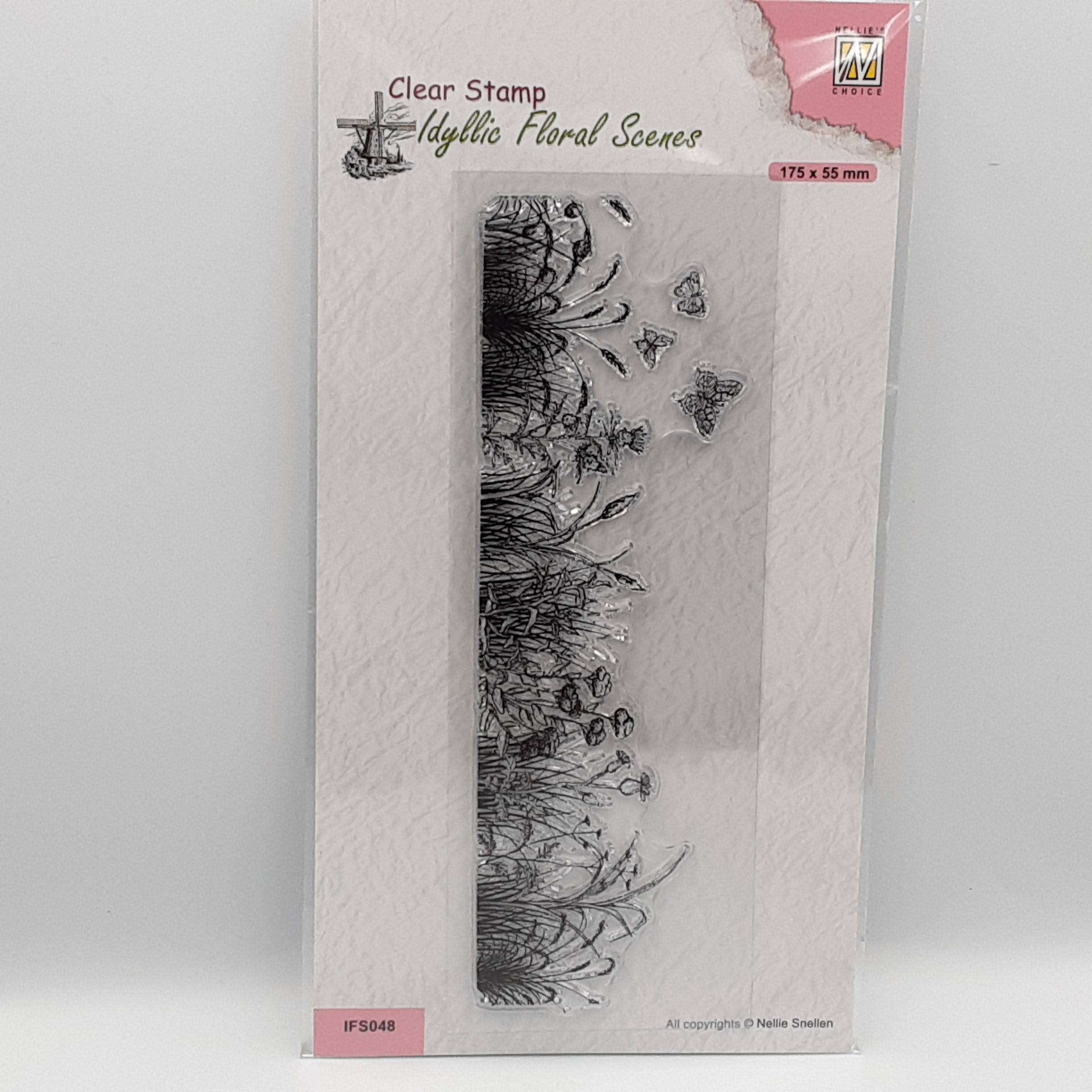 Meadow with butterflies idyllic floral slimline clear stamp