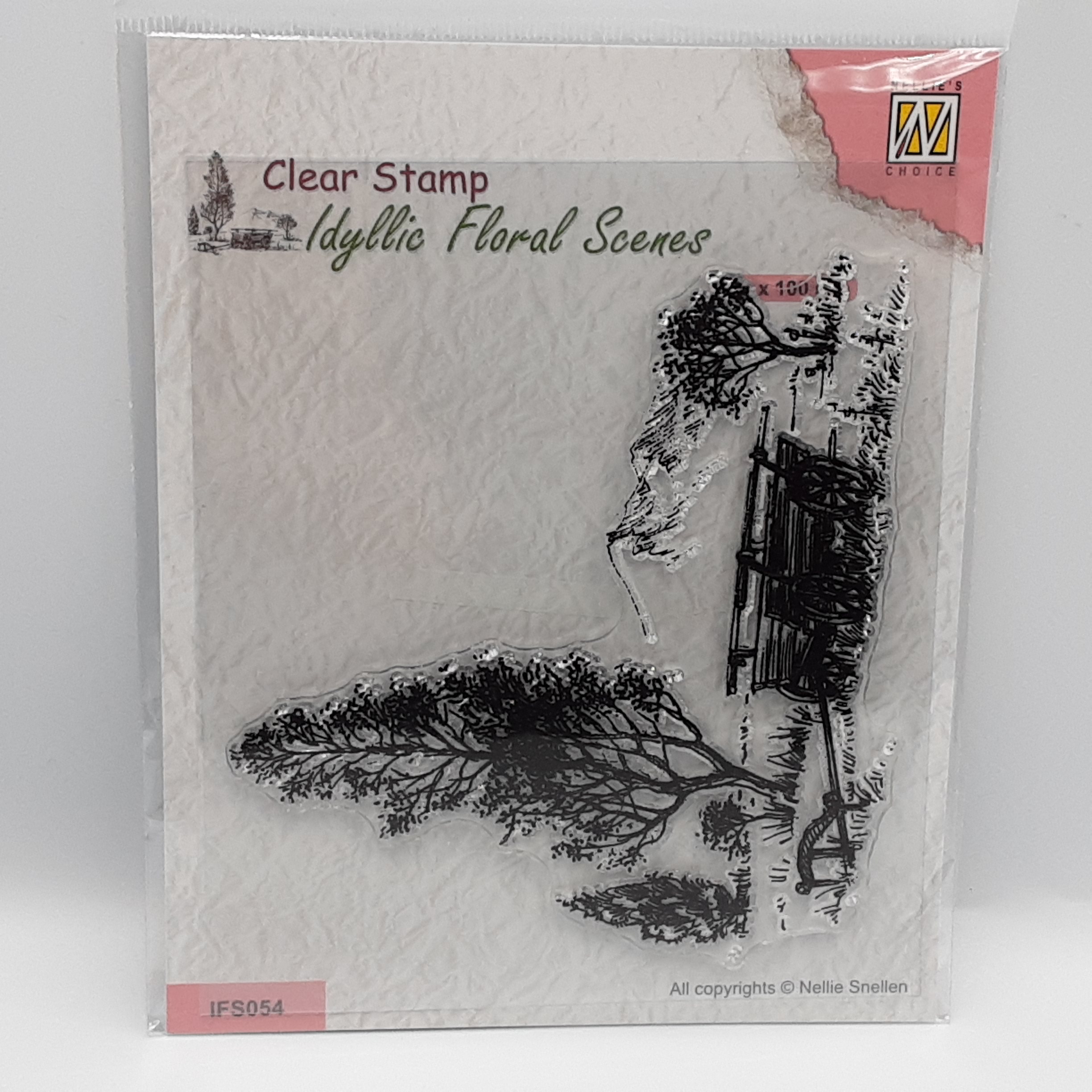 Idyllic floral scenes meadow with cart clear stamp