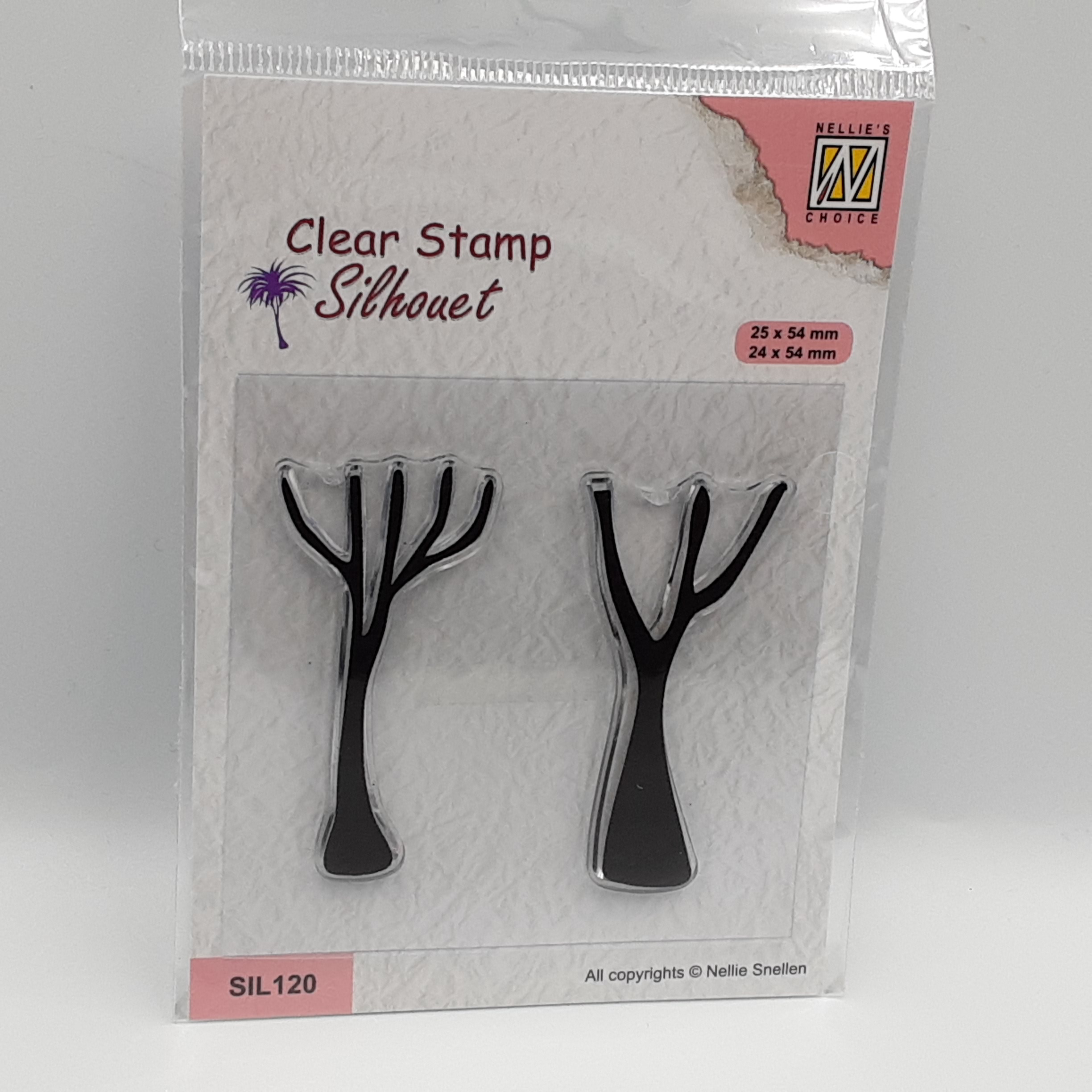 Silhouette tree trunks clear stamp