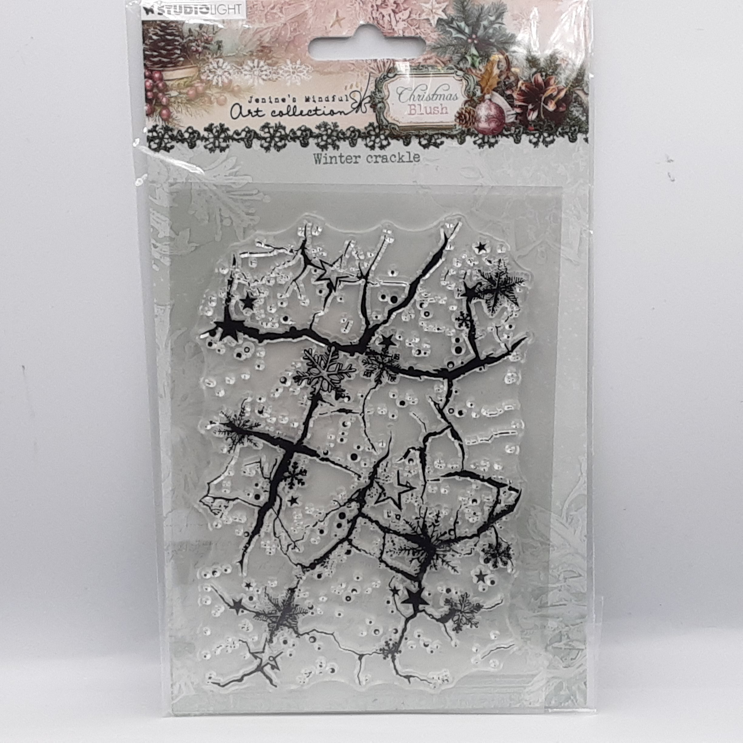 Christmas blush clear stamp winter crackle