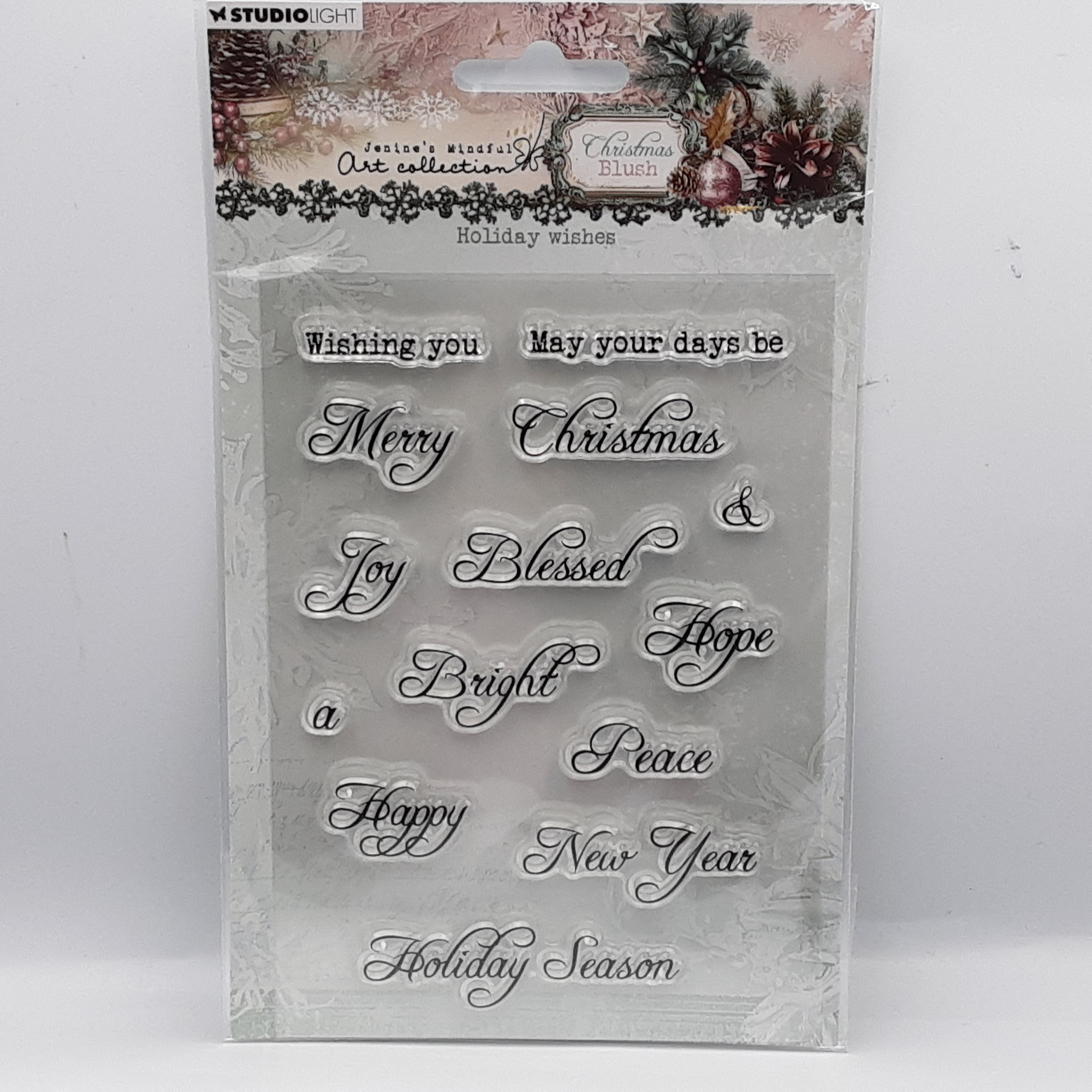 Christmas blush clear stamp holiday wishes