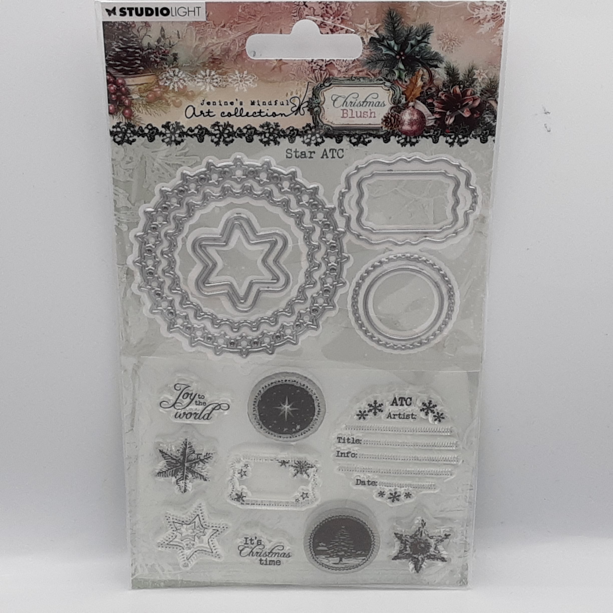 Christmas blush stamp & cutting die star ATC