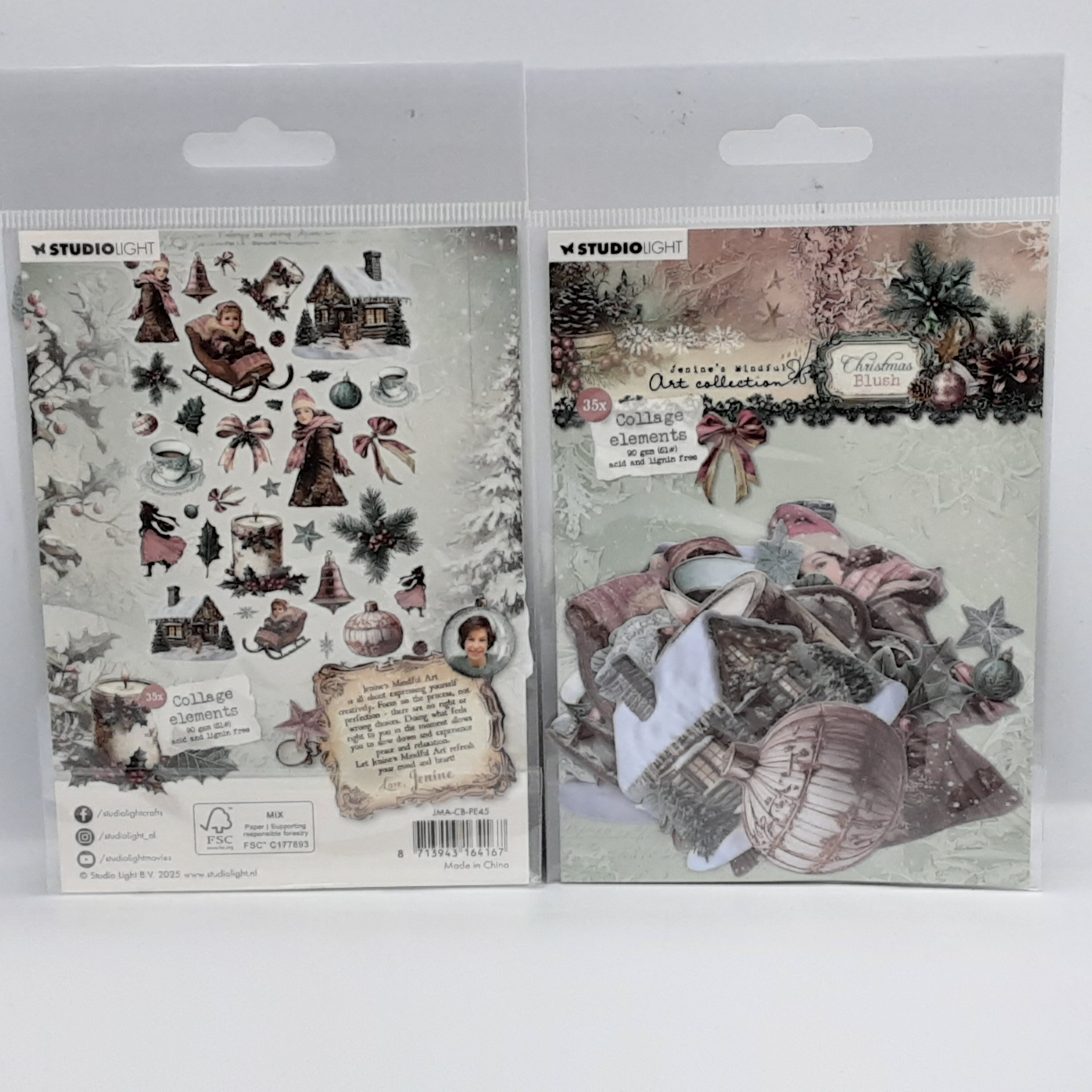 Christmas blush collage elements