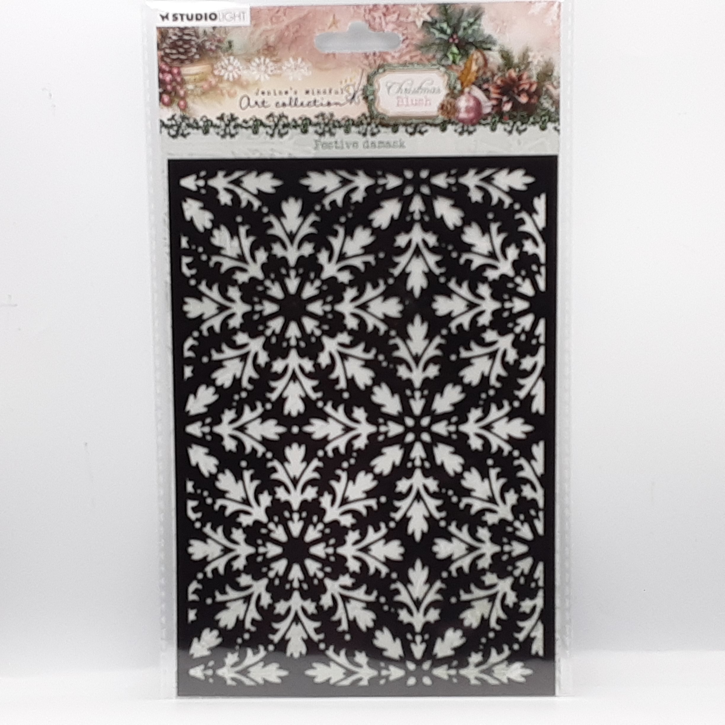 Christmas blush mask festive damask