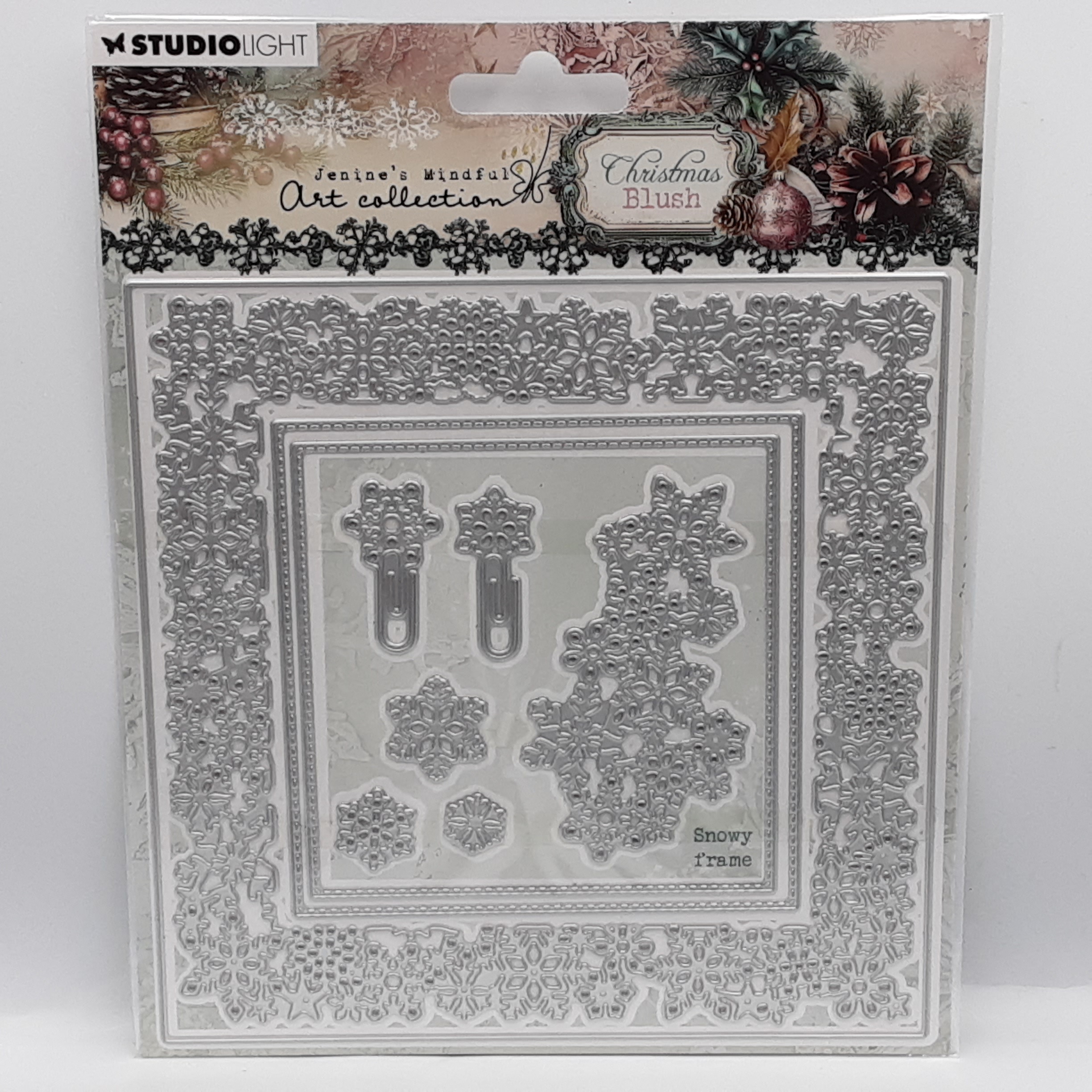 Christmas blush stansmal snowy frame