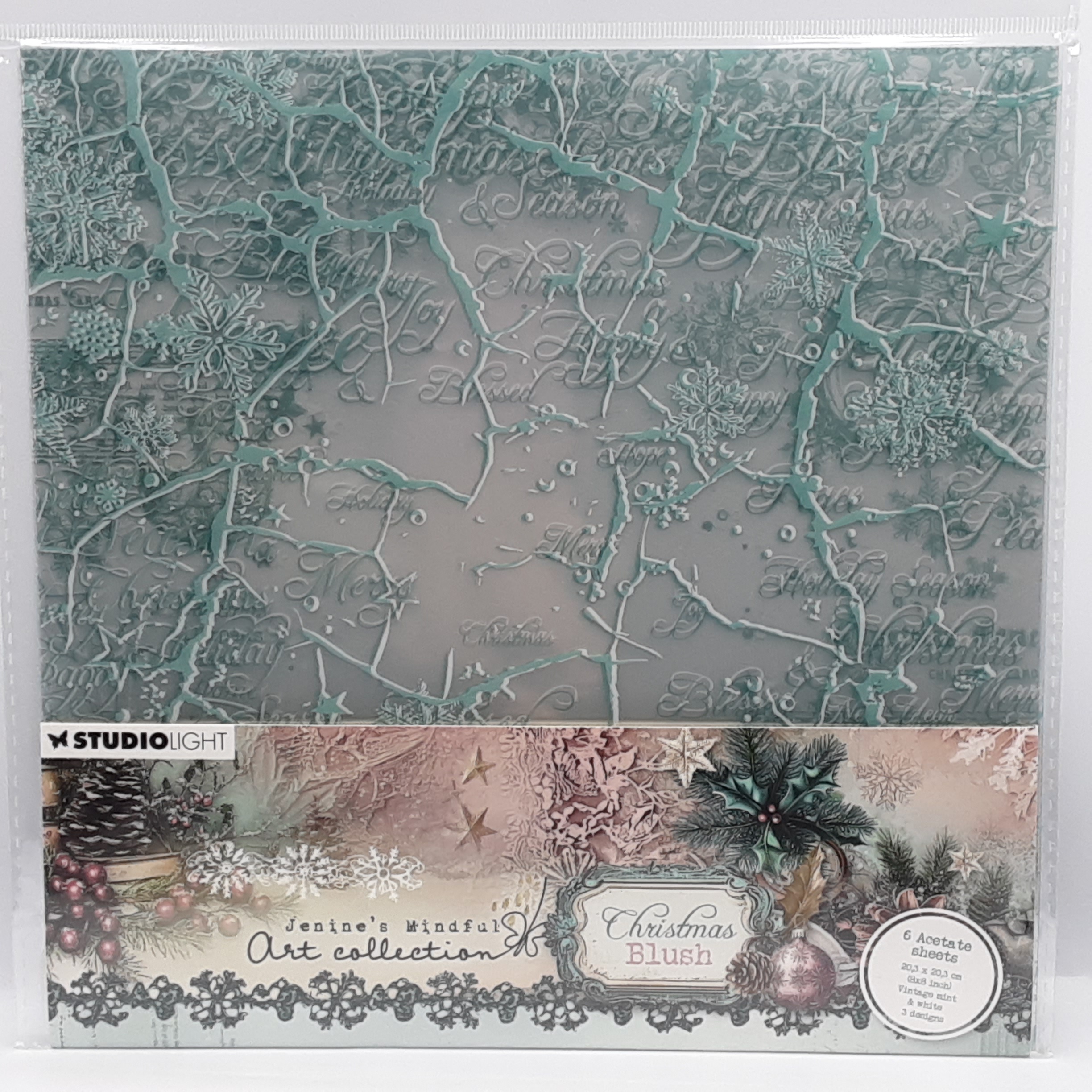 Christmas blush acetate sheet vintage mint&white