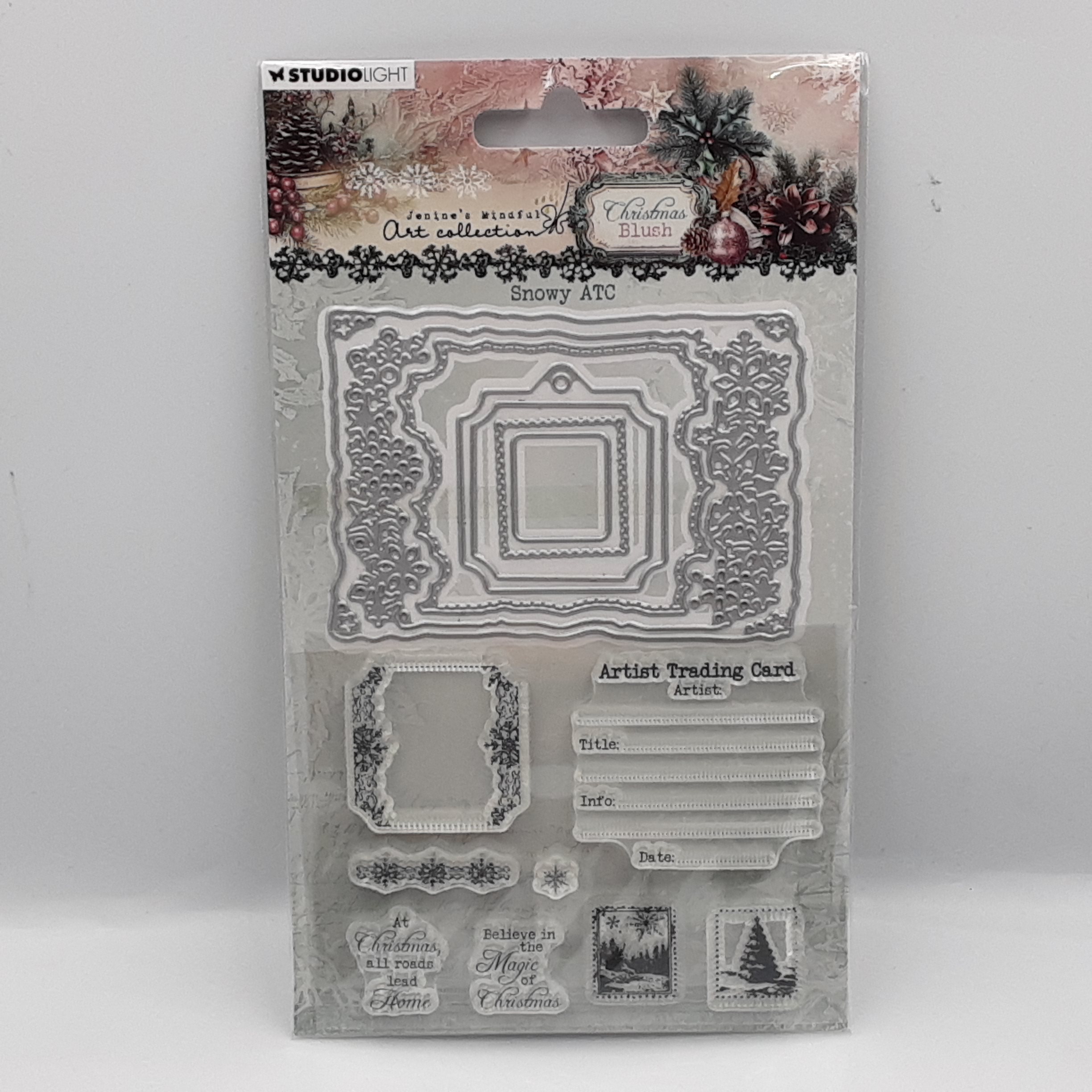 Christmas blush stamp & cutting die snowy ATC