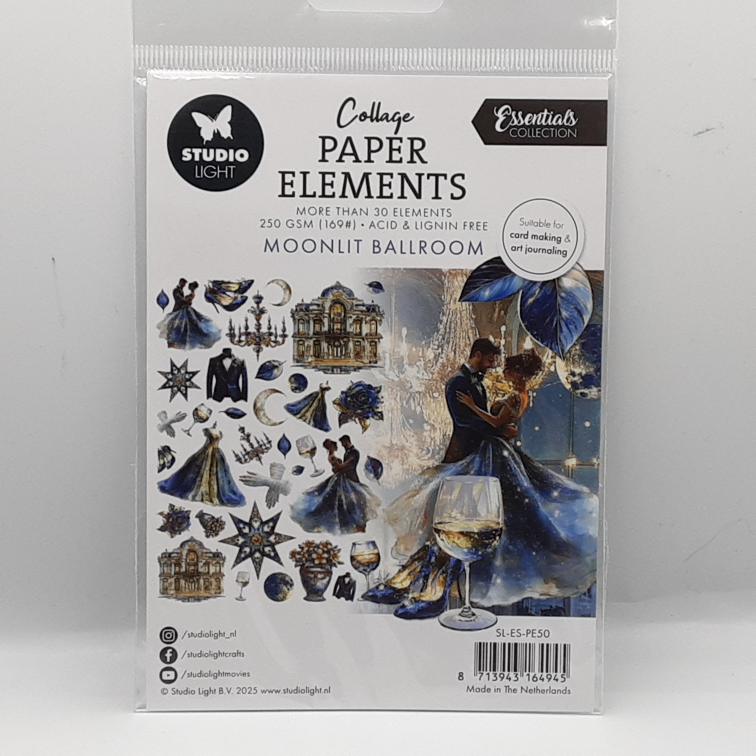 Collage paper elements moonlit ballroom