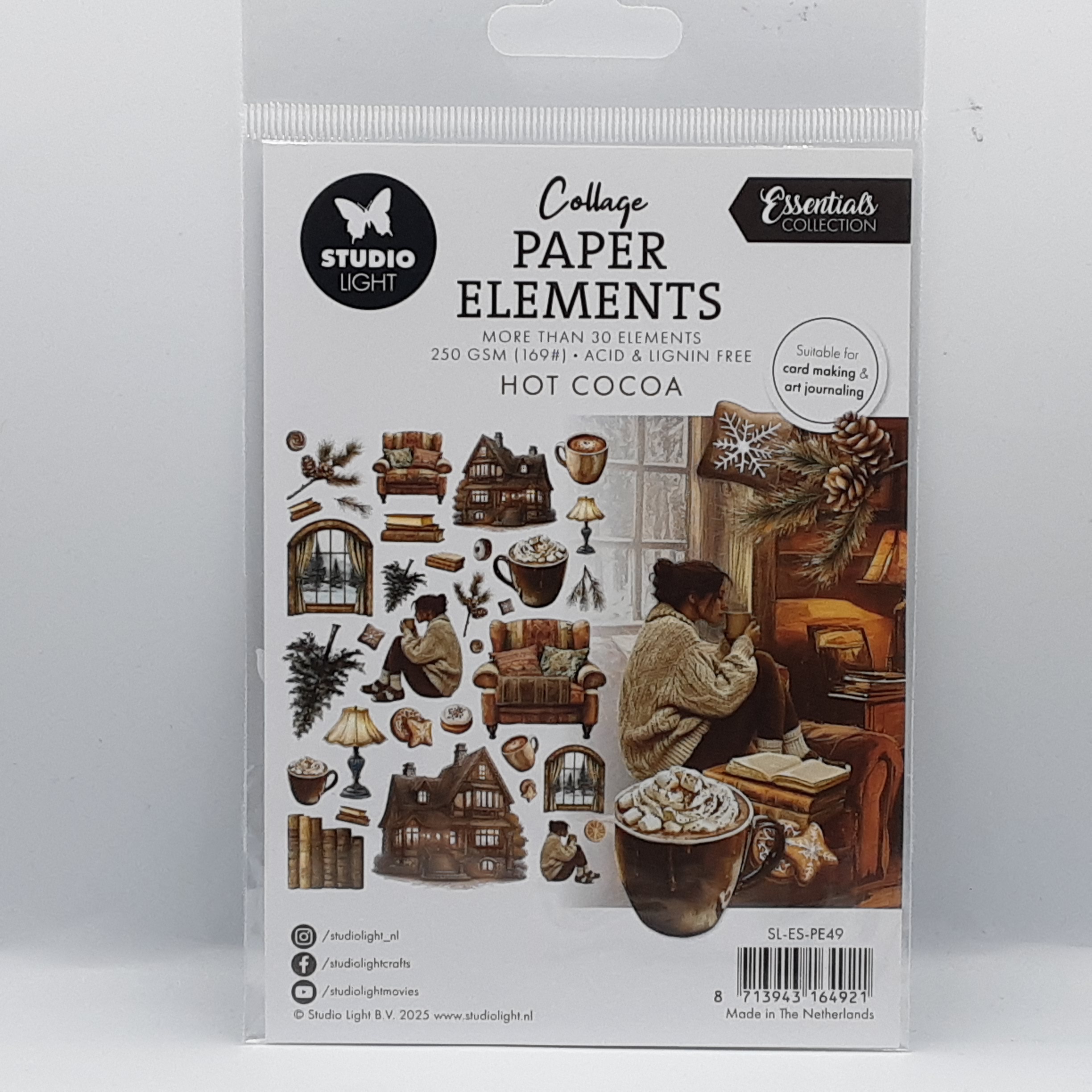 Collage paper elements hot cocoa