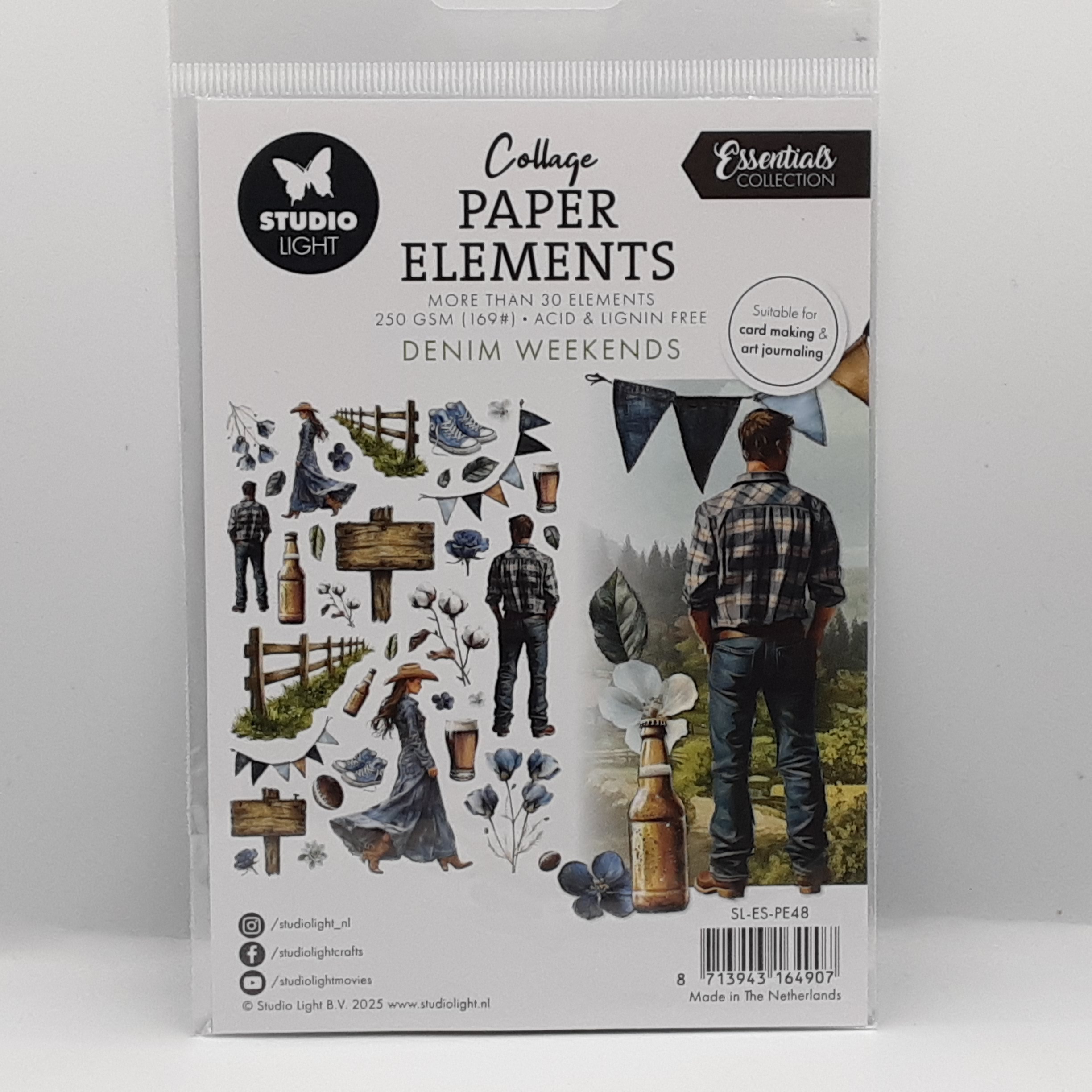Collage paper elements denim weekends