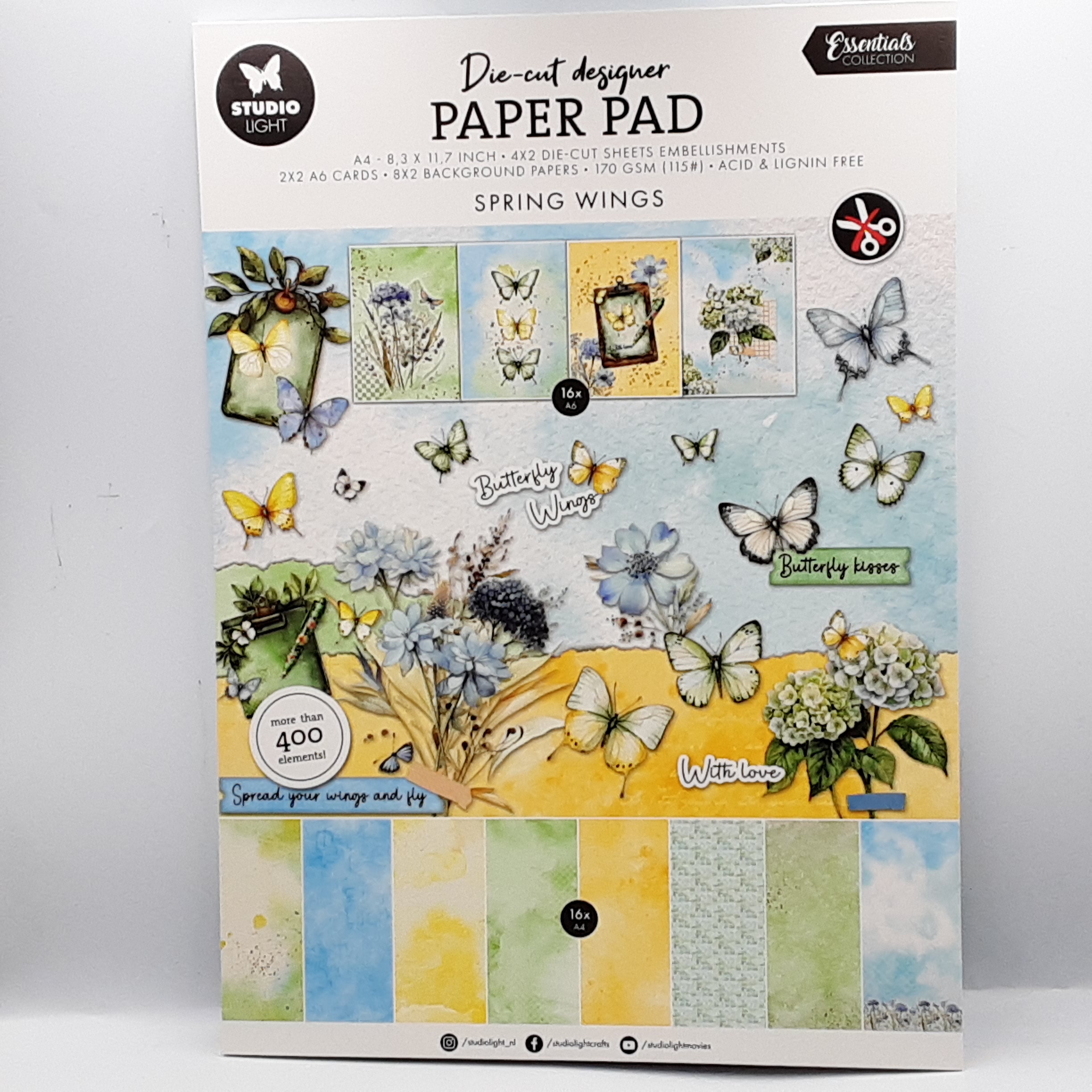 Die-cut designer paperpad spring wings