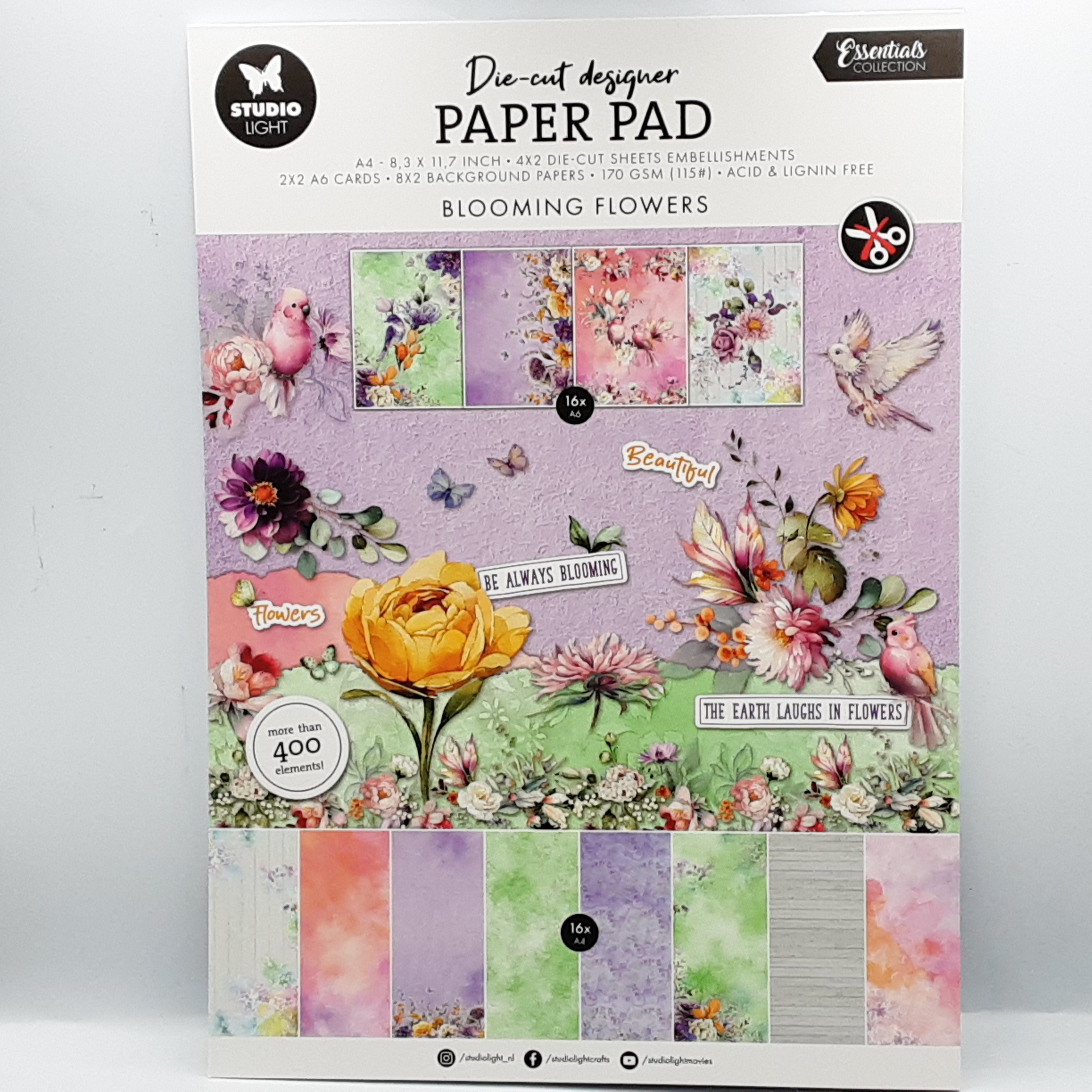 Die-cut designer paperpad blooming flowers