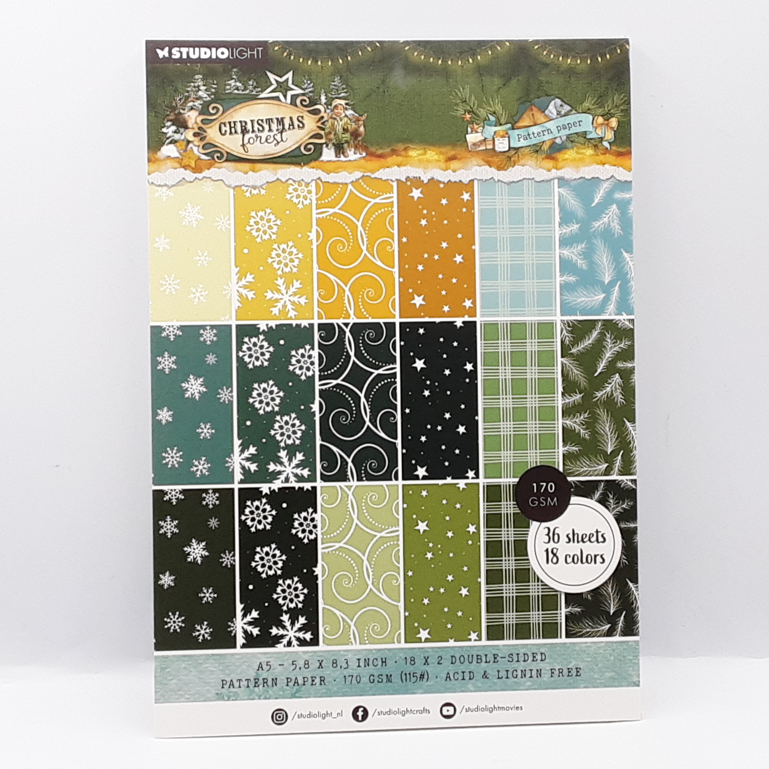 Christmas forest pattern paper A5