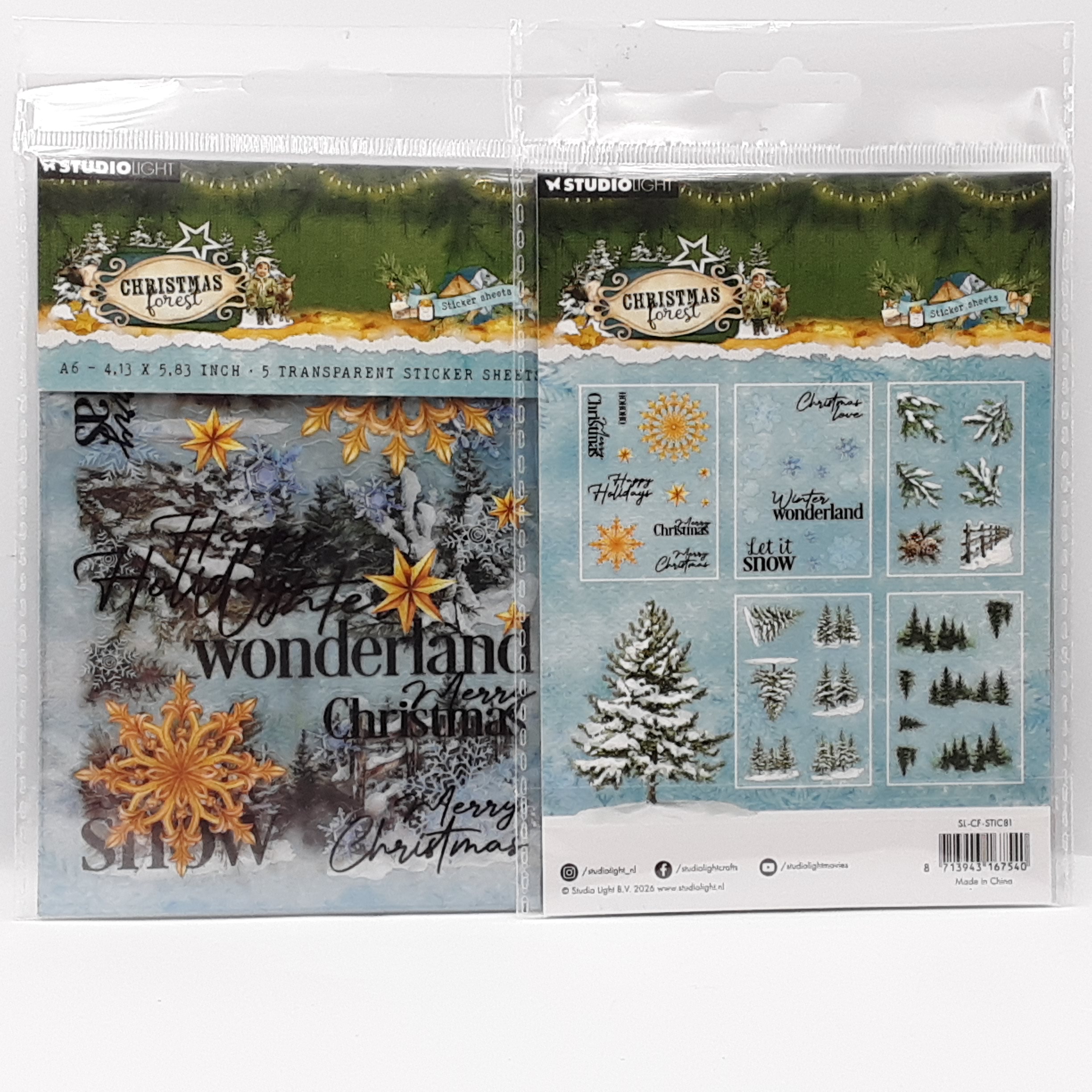Christmas forest transparant stickers elements & texts