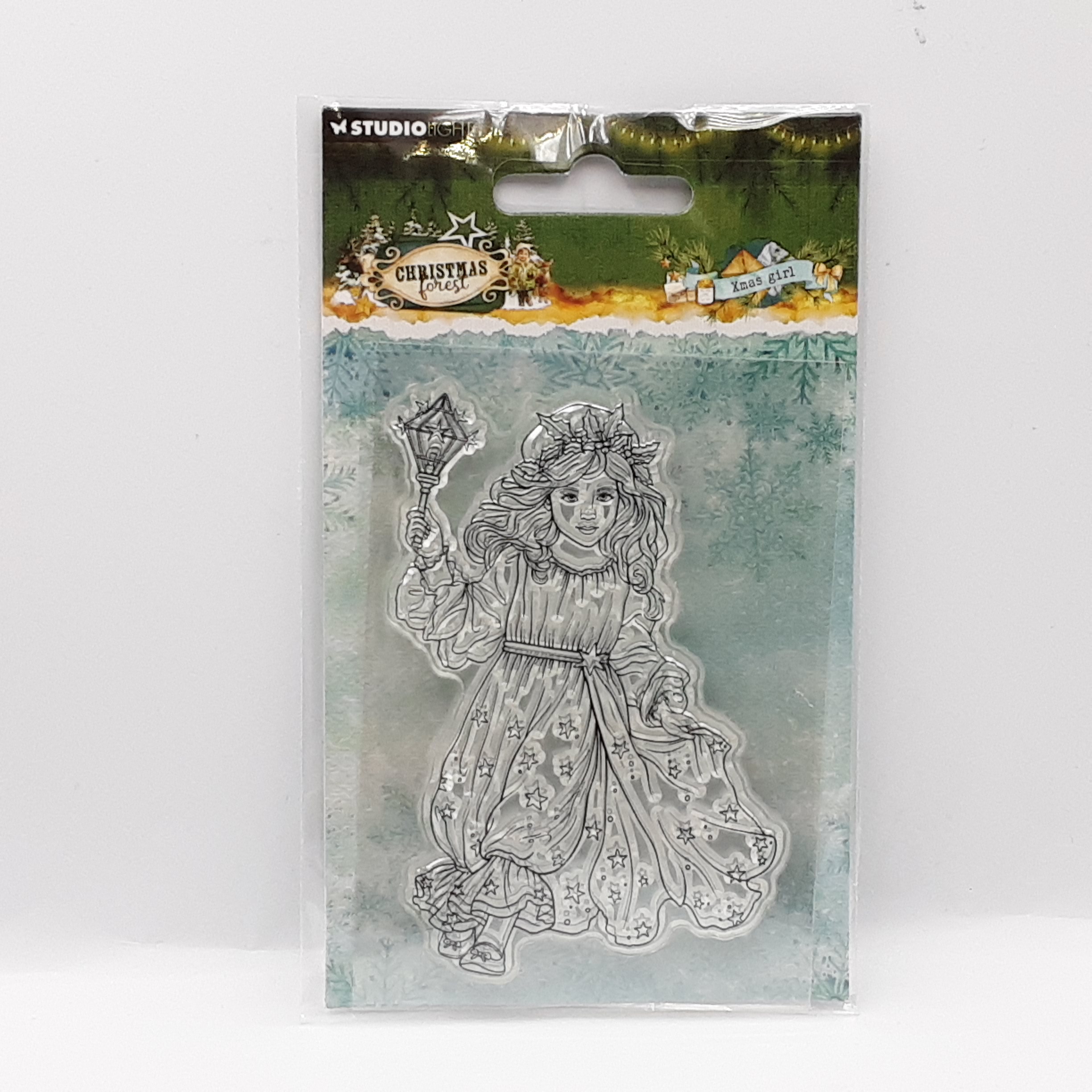 Christmas forest clear stamp x-mas girl