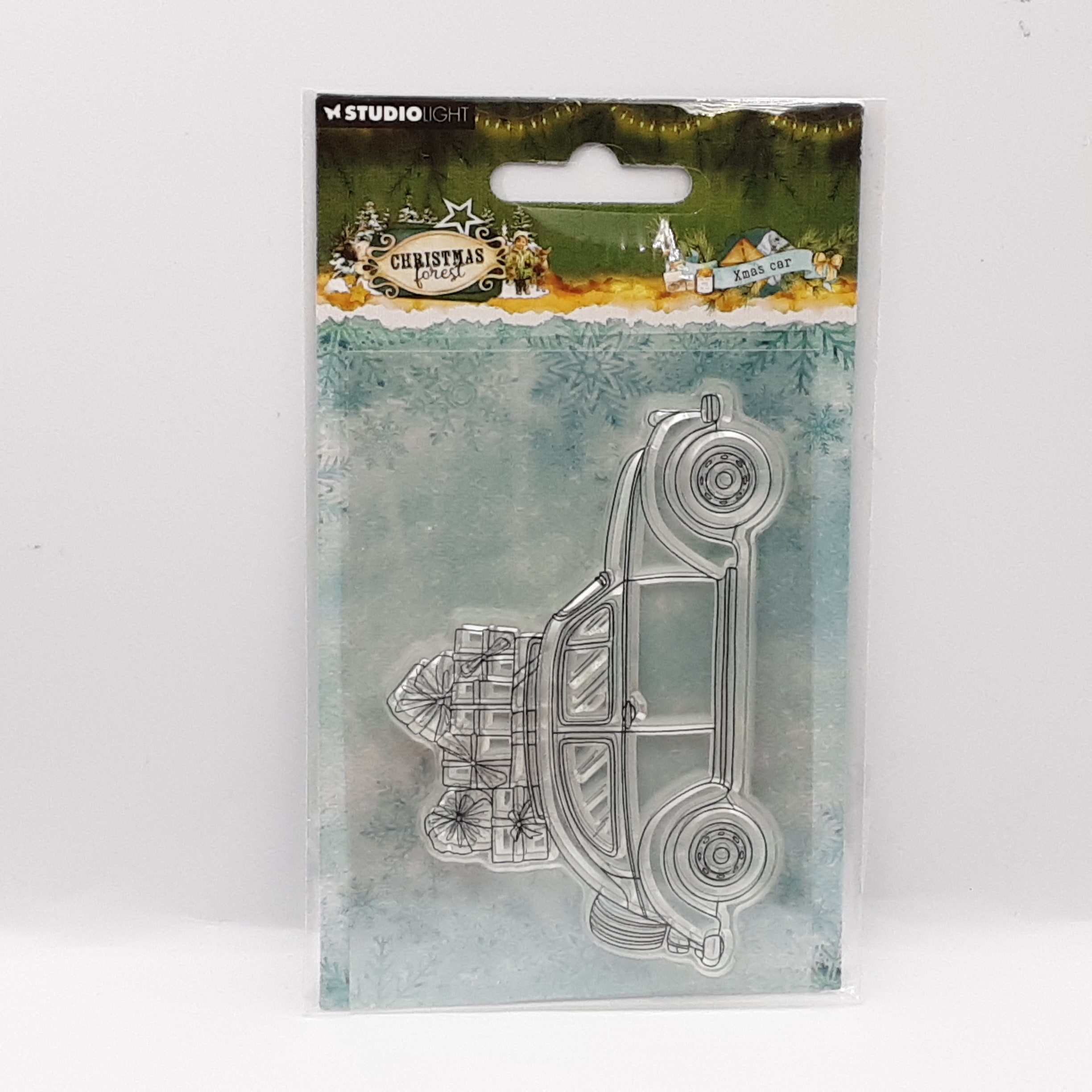 Christmas forest clear stamp x-mas car