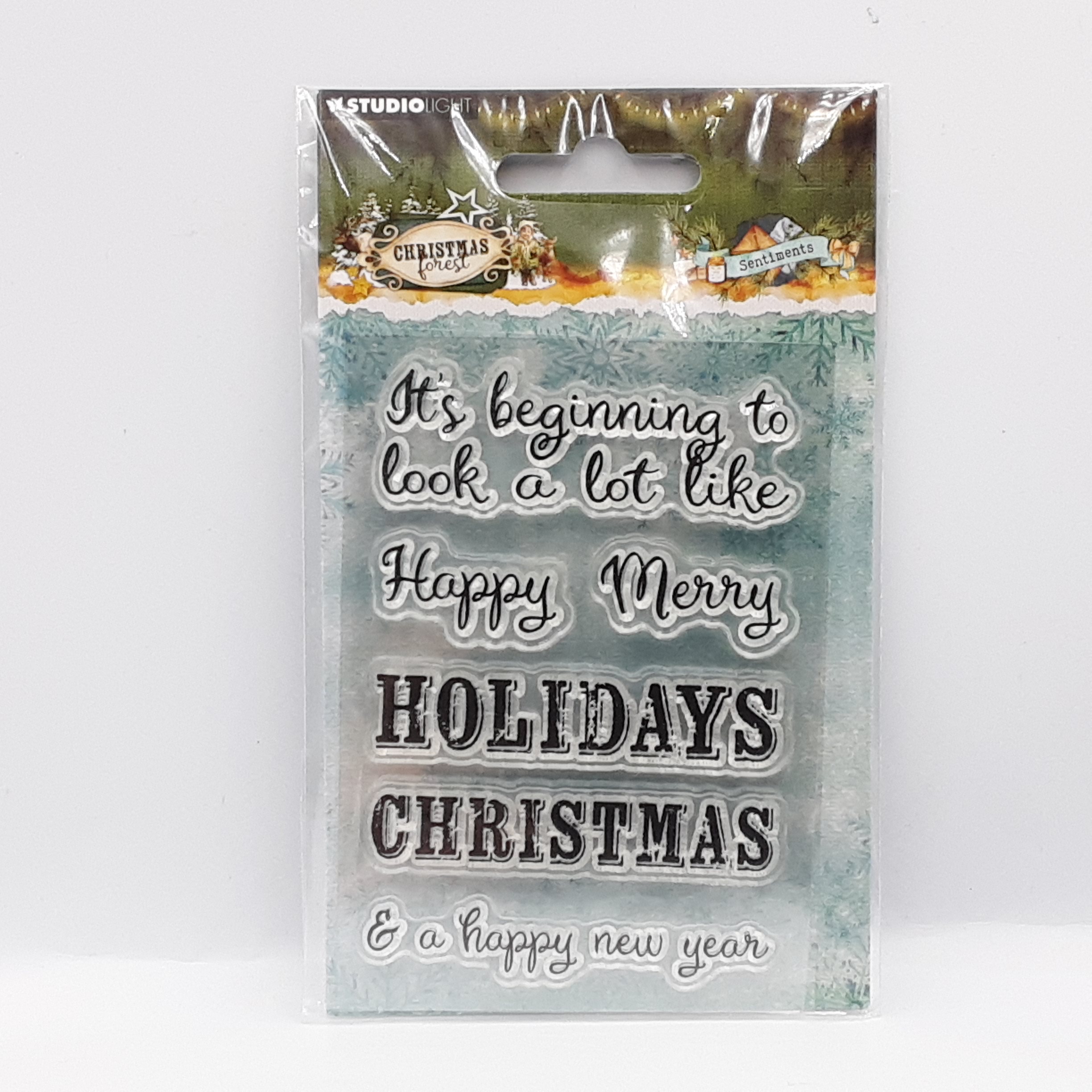 Christmas forest clear stamp sentiments