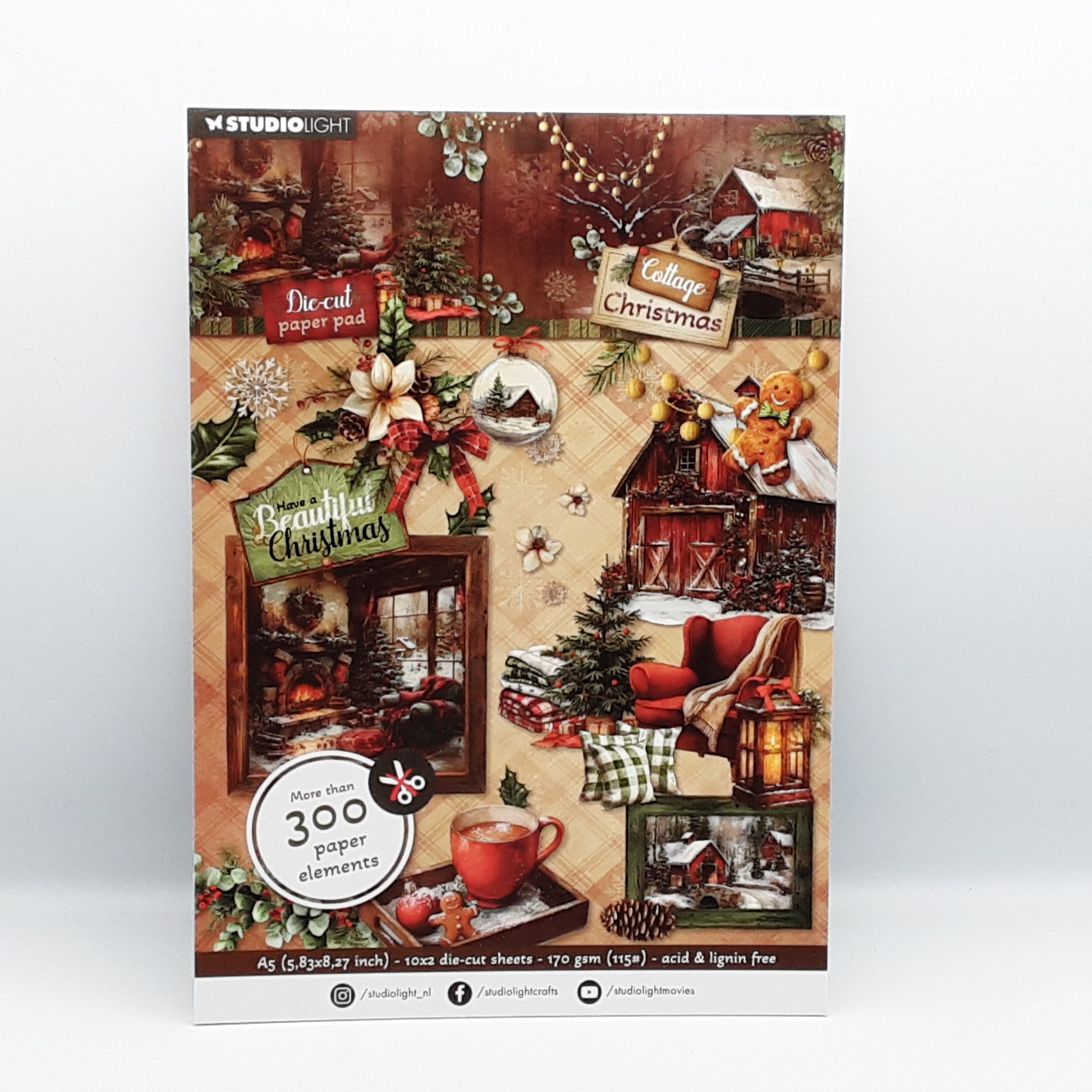 Die - cut paperpad cottage christmas
